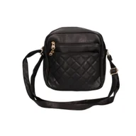 Torebki damskie - Torebka Damska listonoszka kwadratowa pikowana czarna - miniaturka - grafika 1