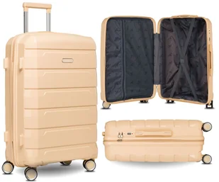 Walizka podróżna twarda bagaż polipropylen mocna M średnia na 4 kółkach premium Peterson beżowy - Walizki Walizka podróżna twarda bagaż polipropylen mocna M średnia na 4 kółkach premium Peterson beżowy - Walizki - miniaturka - grafika 1
