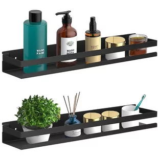 Półki łazienkowe wiszące 2 szt. pod prysznic 50x10 cm stal nierdzewna loft czarne - Szafki łazienkowe - miniaturka - grafika 1