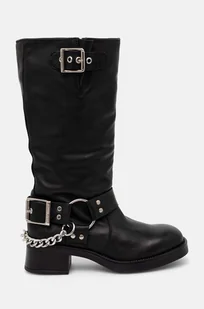 Steve Madden kozaki skórzane Beau-C damskie kolor czarny na płaskim obcasie SM11003094 - Kozaki damskie - miniaturka - grafika 1
