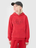 Bluzy dla chłopców - 4F Bluza dresowa nierozpinana z kapturem chłopięca - czerwona 122 (6-7 lat) - miniaturka - grafika 1