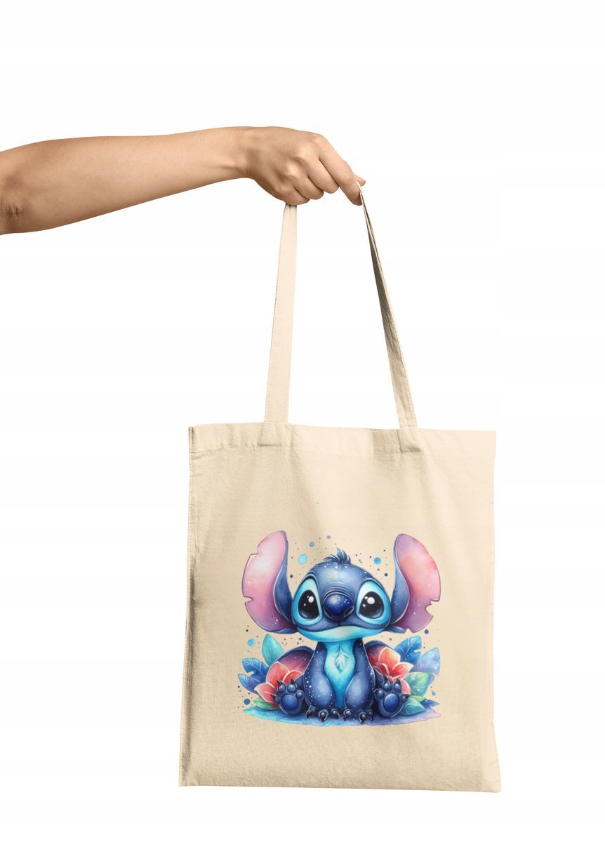 TORBA SHOPPER MATERIAŁOWA NA RAMIĘ,ZAKUPY,SZKOŁY STITCH DUŻY WYBÓR 4 KOLORY