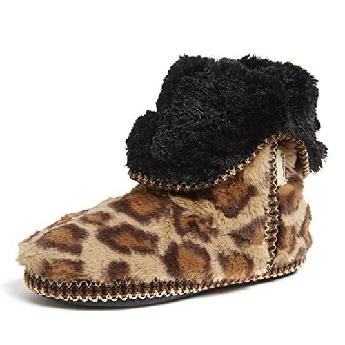 Dearfoams Damskie kapcie do butów Beth Foldover, leopard - Medium