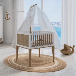 Kołyska biała rattanowa Neige Nami - Łóżeczka i kojce - miniaturka - grafika 1
