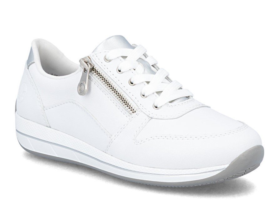 Półbuty damskie białe Rieker N1100-81 sneakersy skórzane lekkie wiosenne-36
