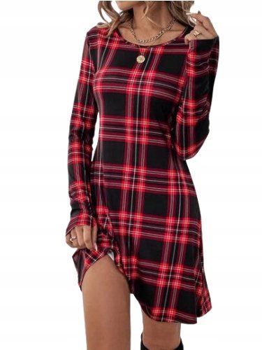 SHEIN SUKIENKA PROSTA W KRATKĘ CASUAL 36 ŁRG