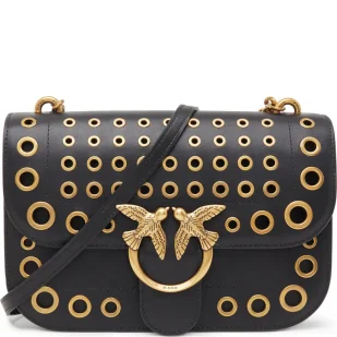 Pinko Skórzana torebka na ramię LOVE BELL CLASSIC VITELLO SETA - Torebki damskie - miniaturka - grafika 1