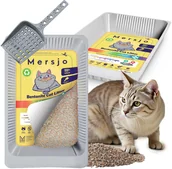 Żwirek dla kotów - Kuweta jednorazowa, żwirek bentonitowy dla kota PH CONTROL z tacką 2,7l + szufelka - miniaturka - grafika 1