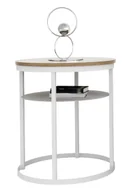 Ławy i stoliki kawowe - Okrągły stolik kawowy skandynawski dąb lancelot + biały H8-C22 - miniaturka - grafika 1