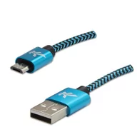 Kable komputerowe i do monitorów - Logo USB kabel (2.0), USB A M - 2m, 480 Mb/s, 5V/1A, niebieski, box, oplot nylonowy, aluminiowa osłona złącza - miniaturka - grafika 1