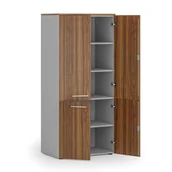 Szafy biurowe - Szafa biurowa pół-drzwi PRIMO GRAY, 1781 x 800 x 500 mm, szary/orzech - miniaturka - grafika 1