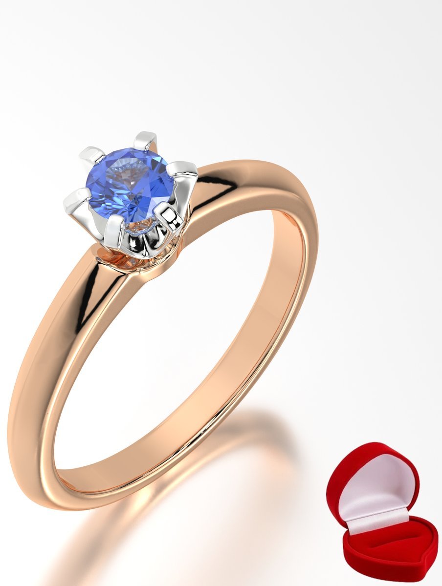 ZŁOTY PIERŚCIONEK ZARĘCZYNOWY 585 14k SZAFIR 0,19 ct RÓŻOWE ZŁOTO R26