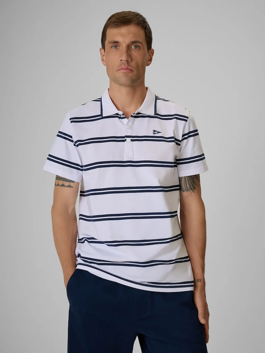 Koszulka polo regular męska 4F 4FRSS26TPTSM0898-10S Biały S