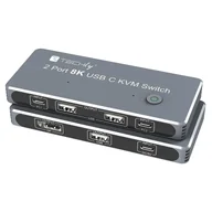Przełączniki KVM - Techly IDATA KVM-DPC8K przełącznik KVM Szary - miniaturka - grafika 1
