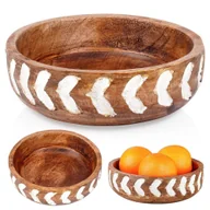 Miski i półmiski - MISKA DREWNIANA DO SERWOWANIA PRZEKĄSEK SAŁATEK NA OWOCE 20CM 850ML VILDE 259688 - miniaturka - grafika 1