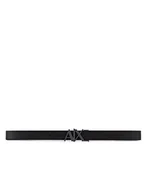 Paski - Armani Exchange Męski pasek z logo Split Leather Double Sided Logt, Black/Dark Brown, 30, Czarny/ciemny brąz, 30 - miniaturka - grafika 1