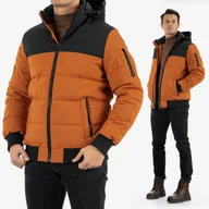 Kurtki męskie - Kurtka Męska Pikowana Klasyczna Z Kapturem Jesień Zima Brązowa TL-503 Brązowy 3XL - miniaturka - grafika 1