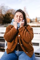 Apaszki i szaliki damskie - Niebieski komin wełna 100% WOOLY tuba - miniaturka - grafika 1