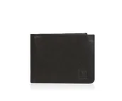 Portfele - Portfel skórzany męski, Klasyczny elegancki portfel z prawdziwej skóry naturalnej, Mały rozmiar do kieszeni, czarny - miniaturka - grafika 1