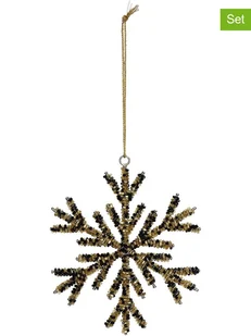 Kersten Zawieszki dekoracyjne (4 szt.) "Snowflake" w kolorze złoto-czarnym- Ø 13 cm - Ozdoby bożonarodzeniowe - miniaturka - grafika 1