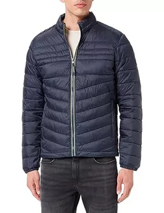 JACK&JONES JJEHERO męska kurtka puchowa z kołnierzem, granatowa marynarka/szczegóły: Safety Yellow Contrast Zip, L, Granatowy blezer/Szczegóły: Safety Yellow Contrast Zip, L - Kurtki męskie - miniaturka - grafika 1