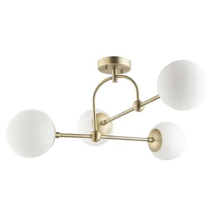 Złota lampa sufitowa Iris w stylu art deco z czterema szklanymi kloszami - Oprawy, klosze i abażury - miniaturka - grafika 1