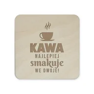 Grawerowanie i akcesoria - Kawa najlepiej smakuje we dwoje! - komplet podkładek pod kubek z grawerem - miniaturka - grafika 1