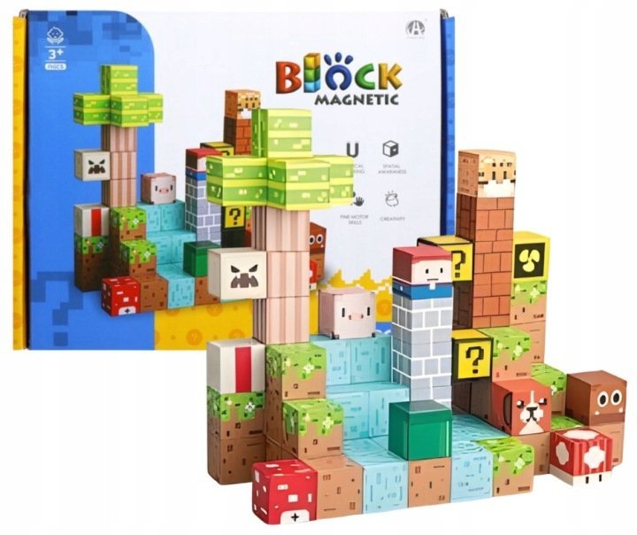 KLOCKI MAGNETYCZNE KONSTRUKCYJNE 3D EDUKACYJNE UKLADANKA DLA DZIECI PREZENT