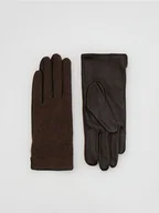 Moda i Uroda OUTLET - Reserved - Wełniano-skórzane rękawiczki - ciemnobrązowy - miniaturka - grafika 1