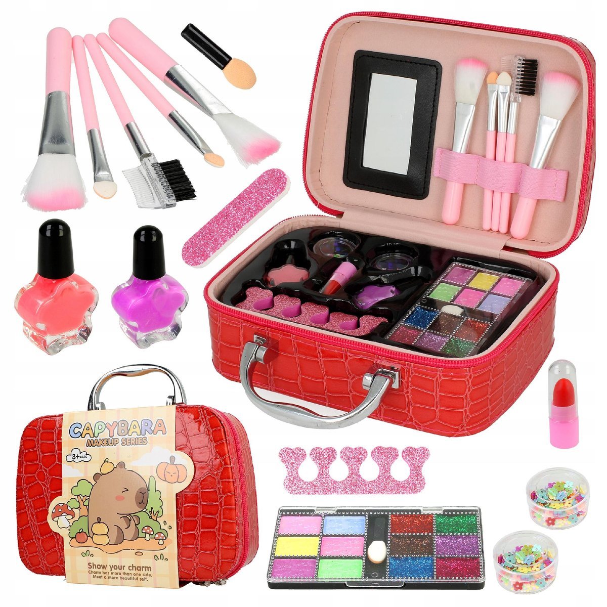 KUFEREK ZESTAW KOSMETYKI DO MAKIJAŻU PAZNOKCI KABIBARA MAKEUP DLA DZIECI