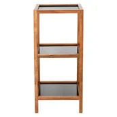 Szafki łazienkowe - Czarno-naturalny szklany regał łazienkowy 36x79 cm Fondi – Wenko - miniaturka - grafika 1