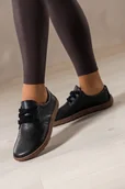 Półbuty damskie - Czarne buty barefoot skórzane damskie szerokie na elastycznej płaskiej podeszwie puszyste sznurówki PRODUKT POLSKI Casu 89811 - miniaturka - grafika 1