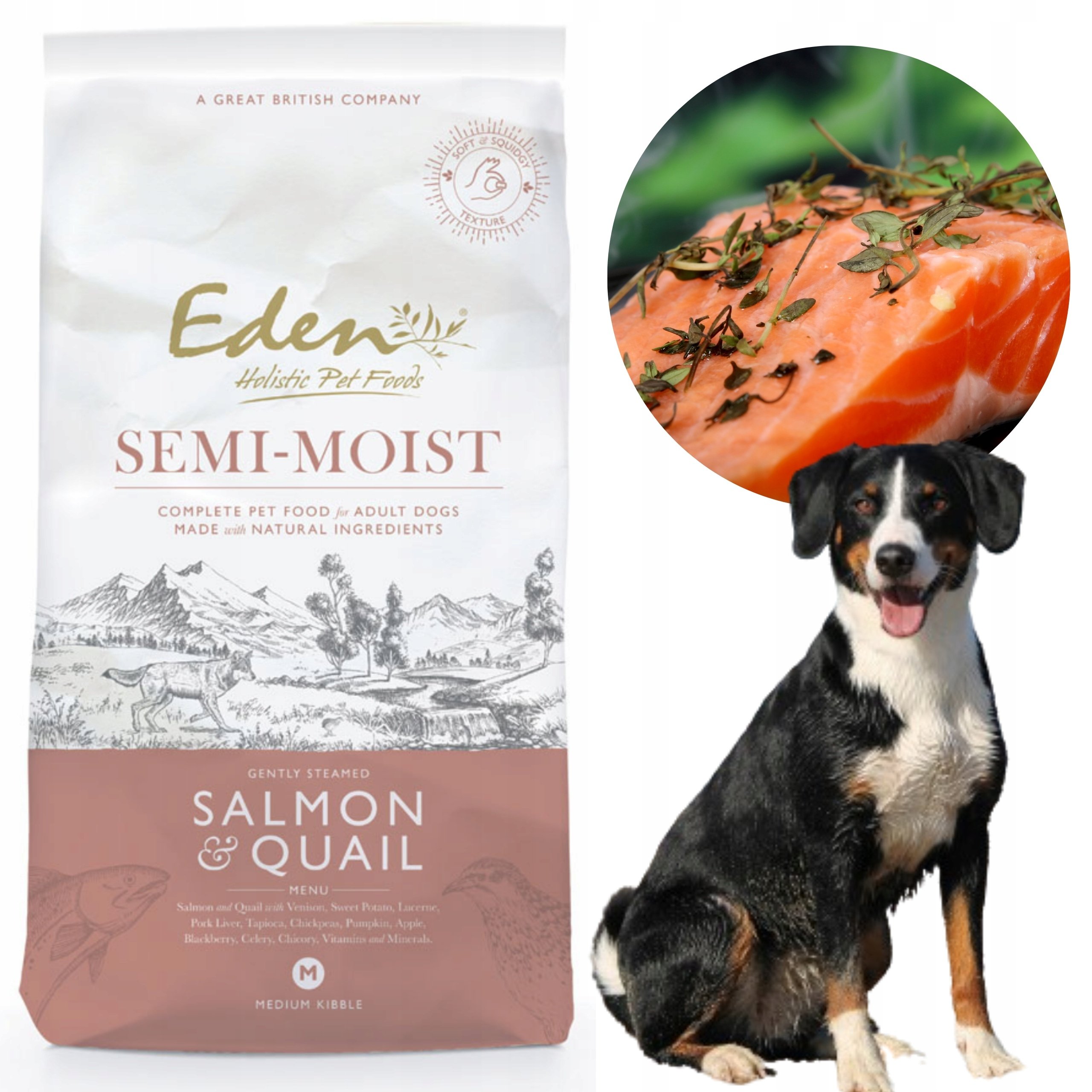EDEN SEMI-MOIST ADULT SALMON & QUILE PÓŁWILGOTNA 2kg