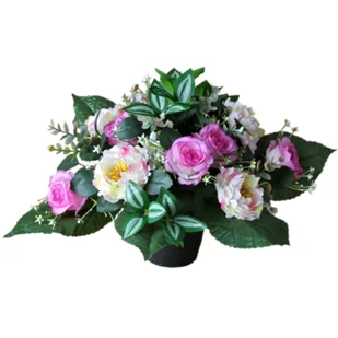 Stroik dekorowany w donicy mix - Sztuczne kwiaty - miniaturka - grafika 1