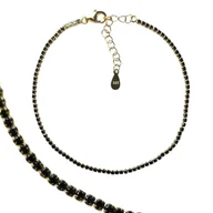 Bransoletki - ankabizuteria.pl Bransoletka srebrna pozłacana TENIS z czarnymi cyrko - miniaturka - grafika 1