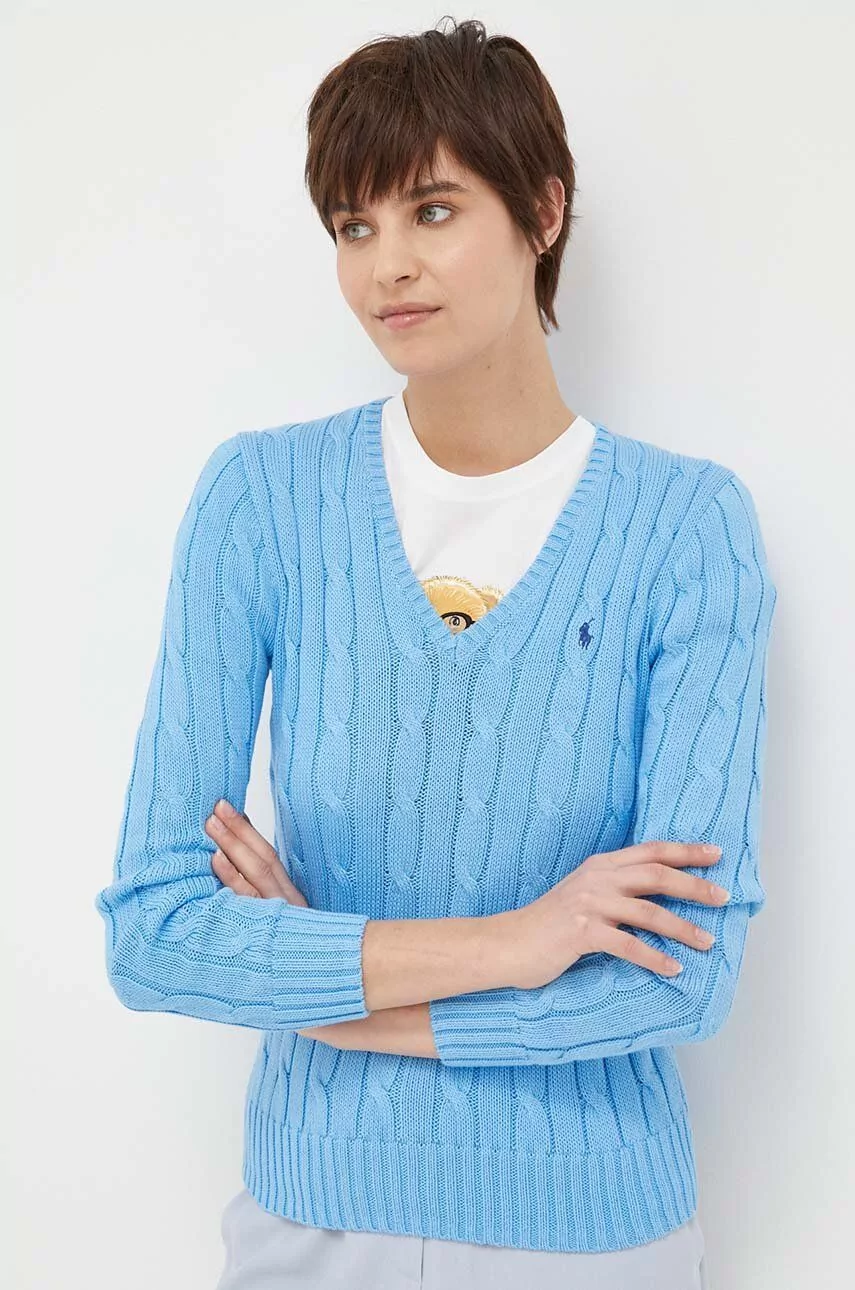 Polo Ralph Lauren sweter bawełniany damski kolor niebieski lekki - Ceny i  opinie na Skapiec.pl
