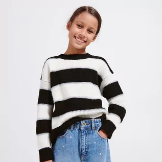 Swetry dla dziewczynek - Reserved - Dzianinowy sweter w paski - Wielobarwny - grafika 1