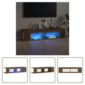 Szafki RTV - The Living Store Szafka pod telewizor z oświetleniem LED Brązowy dąb 135x39x30 cm - miniaturka - grafika 1
