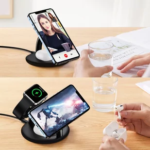 Choetech indukcyjna stacja ładująca 3w1 iPhone 12/13/14, AirPods Pro, Apple Watch czarny (T587-F) - Ładowarki do telefonów - miniaturka - grafika 2