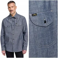 Koszule męskie - Lee 101 70'S SHIRT Dry PREMIUM luźna bawełniana koszula jeansowa chambray L - miniaturka - grafika 1
