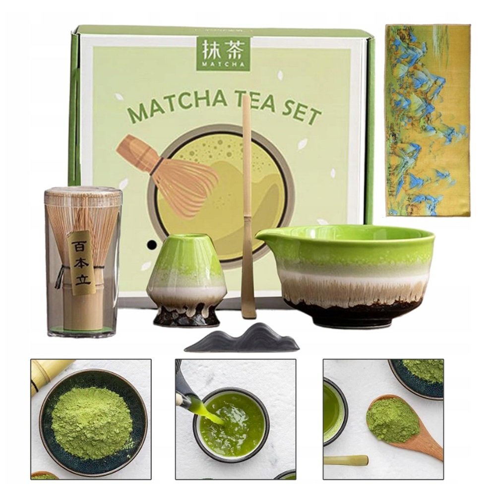 6SZT Zestaw Prezentowy Do Herbaty Matcha Zestaw Mioteł Matcha Z Trzepaczką