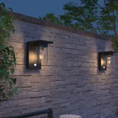 Lampy ogrodowe - Calex Solar kinkiet zewnętrzny LED Asti, czujnik, IP44, czarny - miniaturka - grafika 1