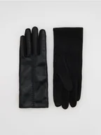 Rękawiczki - Reserved - Rękawiczki z łączonych materiałów - czarny - miniaturka - grafika 1