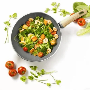 Greenpan GreenPan Wood-BE cw001400  002 patelnia aluminiowa Szary Quartz Wok 28 cm CW001400-002 - Woki - miniaturka - grafika 1