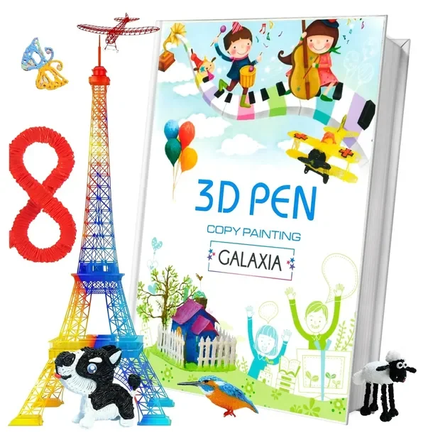 SZABLONY DO DŁUGOPISU 3D Ksiazka z Szablonami Wzorami 40 STRON Długopis 3 d