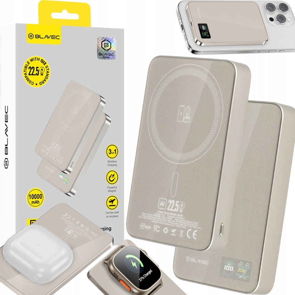 BLAVEC POWERBANK MAGSAFE MAGNETYCZNY MINI INDUKCYJNY CIENKI 10000 mAh 22,5W