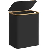 Kosze na bieliznę - Czarny kosz na pranie 2 przegrody - miniaturka - grafika 1