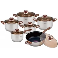 Zestawy garnków i patelni - Garnki stalowe Jumbo 12 ele. KINGHOFF KH-1767 Rosegold - miniaturka - grafika 1