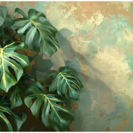 Fototapety - Fototapeta Liście Monstera Beton Zielony 350x250 cm Tapeta Do Sypialni Salonu Kuchni Na Flizelinie - miniaturka - grafika 1