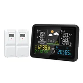 Stacje pogodowe - Stacja pogodowa Termometr z czujnikiem Wyświetlacz HD VA Domowe stacje pogodowe Dokładny miernik temperatury i wilgotności Prognoza pogody Ciśnienie powietrza Faza księżyca - miniaturka - grafika 1